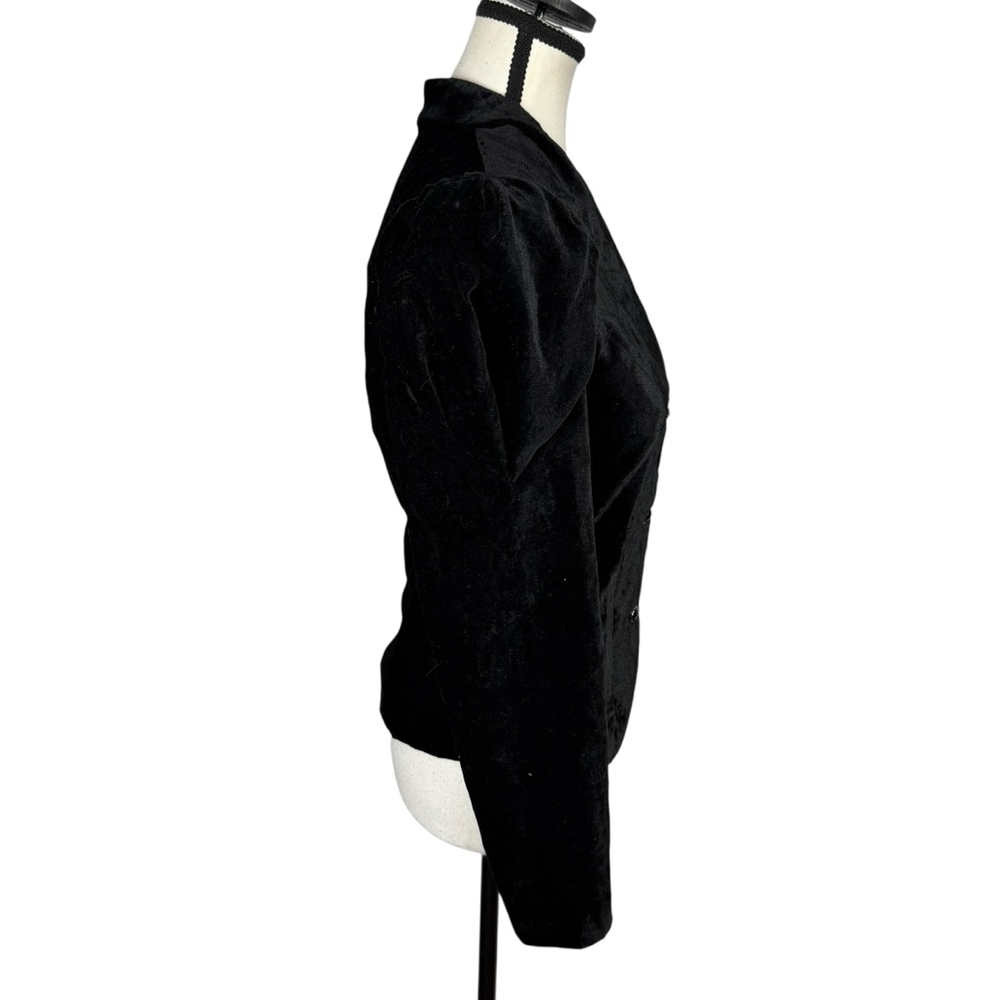 Tatyana Black Velvet Puff Sleeve Blazer XS Pinup Gothic Old Hollywood Vintage - Picture 4 of 12